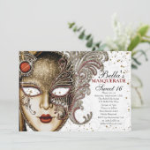 Quinceanera Masquerade Anniversaire Invitations (Debout devant)