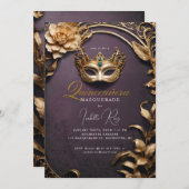Quinceañera masquerade kaart (Voorkant / Achterkant)