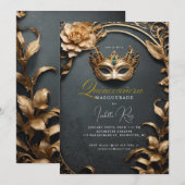 Quinceañera masquerade kaart (Voorkant / Achterkant)