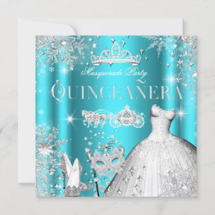 Quinceanera Masquerade Magical Princess Blauwgroen Kaart