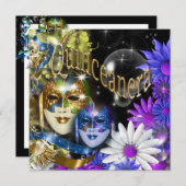 Quinceanera masquerade mask PERSONALIZE Kaart (Voorkant / Achterkant)