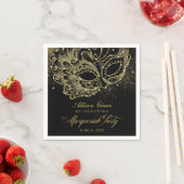Quinceanera Masquerade Party Goud Zwart Servet (Insitu)
