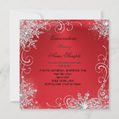 Quinceanera Masquerade Red White Snowflakes Kaart (Achterkant)