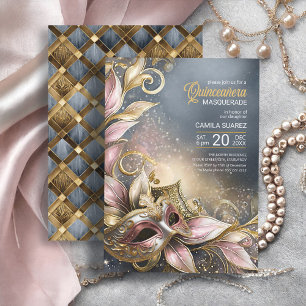 Quinceanera Masquerade Roos Goud ID1031 Kaart