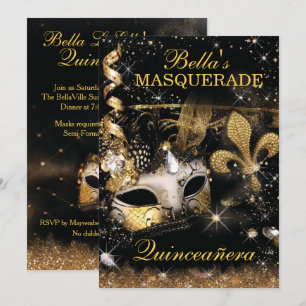 Quinceanera Masquerade Verjaardagsfeestuitnodiging Kaart
