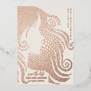 quinceañera meisje silhouet roze Folie harten ivoo Folie Feestdagenkaart