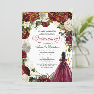 Quinceanera met elegante gans- en bruinbloemalen kaart
