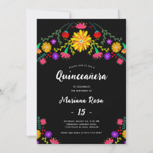 Quinceanera Mexican Fiesta Floral Birthday Kaart