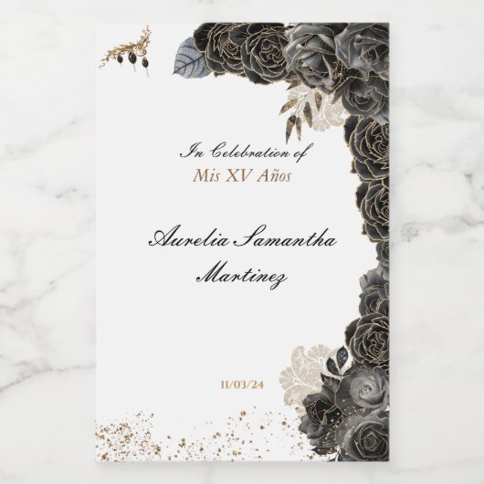 Quinceañera Mini bouteille de vin Étiquette noir e (Étiquettes simples)