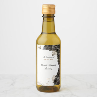 Quinceañera Mini bouteille de vin Étiquette noir e