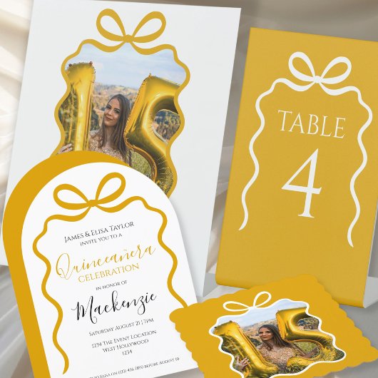 Quinceanera Modern Ribbon Lijst Kaart