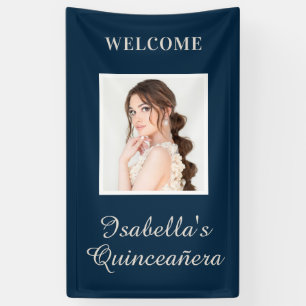 Quinceañera Navy Blau Naam Foto Verticaal Spandoek