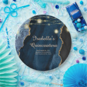 Quinceañera Navy Blue Glitter String Lights Papieren Bordje (Feest)