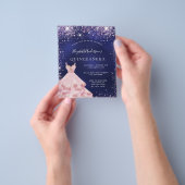 Quinceanera navy blue roze jurk flyer (Hand)