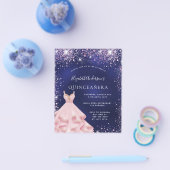 Quinceanera navy blue roze jurk flyer (Enkel)