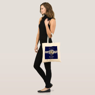 Quinceanera Navy Blue Silver Elegant Princess Tote Bag