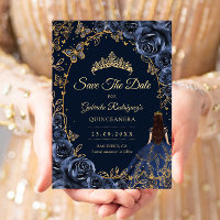 Quinceanera Navy Goud Vlinders Rozen