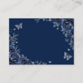 Quinceanera Navy Silver Floral Details Informatiekaartje (Achterkant)