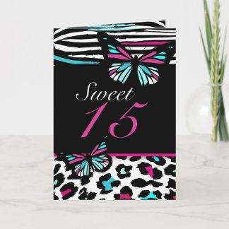 Quinceanera of Sweet 16 Butterfly Uitnodiging, Roz
