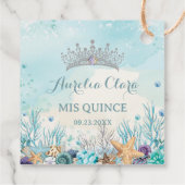 Quinceañera onder het Zee strand Shells Corals Bedankjes Labels (Achterkant)