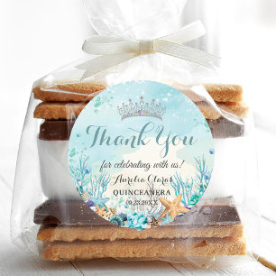 Quinceañera onder het Zee strand Shells Corals Ronde Sticker