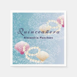 Quinceanera onder het zeeen kant, parels roze sche servet