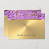 Quinceanera Orchid Paars en Gold Filigree Swirls Kaart (Voorkant / Achterkant)