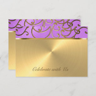 Quinceanera Orchid Paars en Gold Filigree Swirls Kaart