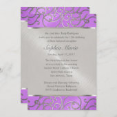 Quinceanera Orchid Paarse Silver Filigree Swirls Kaart (Voorkant / Achterkant)