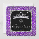 Quinceanera Paars Black Silver Diamond Tiara Kaart (Voorkant)