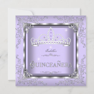Quinceanera Paars Lavender Silver Diamond Tiara 4 Kaart