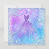 Quinceanera Paars Pink Blue Winter WonderLand Kaart (Achterkant)