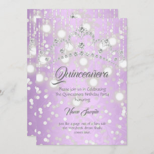Quinceanera  Paars Silver Diamond Tiara Kaart