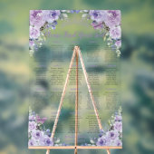 Quinceañera Paarse Lila Bloemen Rozen Zitje Acryl Bord (Neutraal)