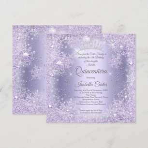 Quinceanera Paarse Lila Snowflake Winter Kaart