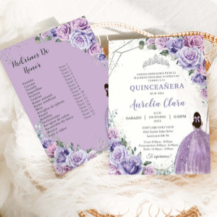 Quinceañera Paarse Sering Bloem 15 Años Padrinos Kaart