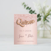 Quinceanera paillettes or rose gold carte à sauveg (Debout devant)