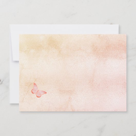 Quinceanera pampas roze butterfly save the date (Achterkant)