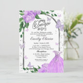 Quinceanera Papillons Lavender Gown Invitation (Debout devant)
