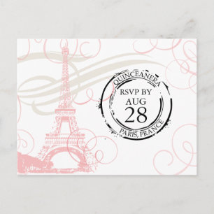 Quinceanera Parijs Boarding Pass RSVP Uitnodiging Briefkaart