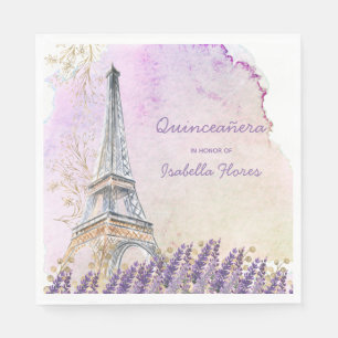 Quinceanera Paris Eiffel Tower French Lavender Servet