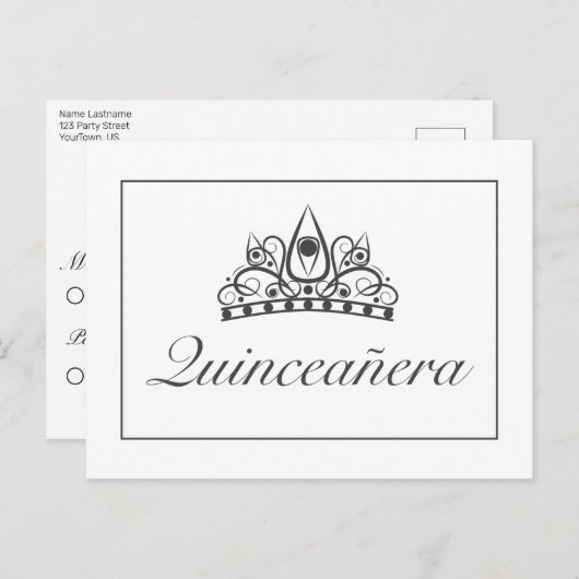 Quinceañera Parti RSVP Faire-part Invitation (Devant / Derrière)