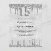 Quinceanera parties scintillant argent invitation (Devant)