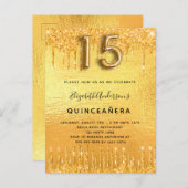 Quinceanera partij gouddruppels uitnodiging briefkaart (Voorkant / Achterkant)