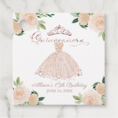 Quinceanera Party Blush Gown Roze Bloemen Favor Ta Bedankjes Labels (Voorkant)