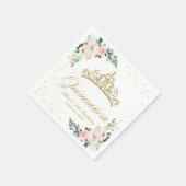 Quinceanera Party Gouden Tiara Blush Roze Bloemen Servet (Hoek)