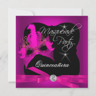Quinceanera Party Masquerade Pink Black Kaart