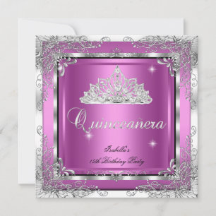 Quinceanera Party Pink Silver Diamond Tiara Kaart