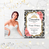 Quinceanera Party with Photo - Pink Gold Black Kaart