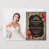 Quinceanera Party with Photo - Rustige zonnebloeme Kaart (Voorkant)